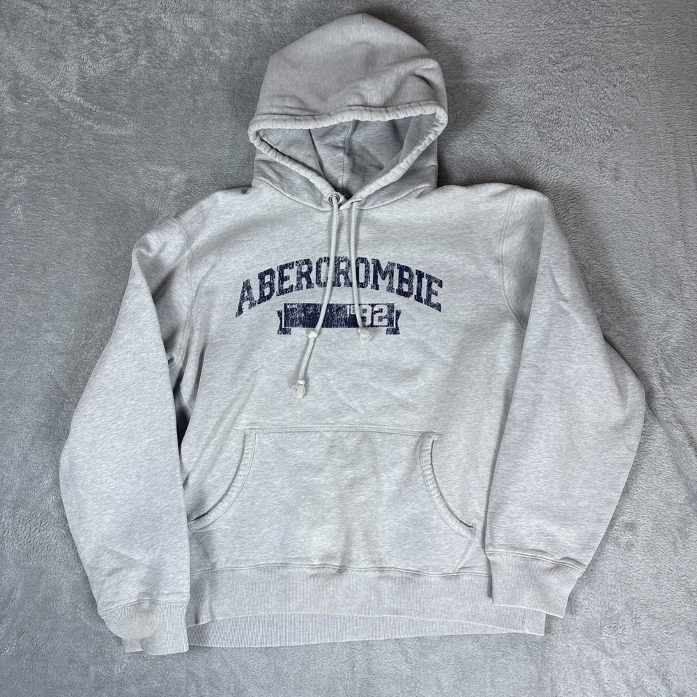 Y2K Abercrombie and Fitch 1892 Heavy Hoodie Mens Large Grey
